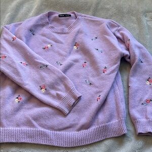SHEIN floral purple embroidered sweater size L